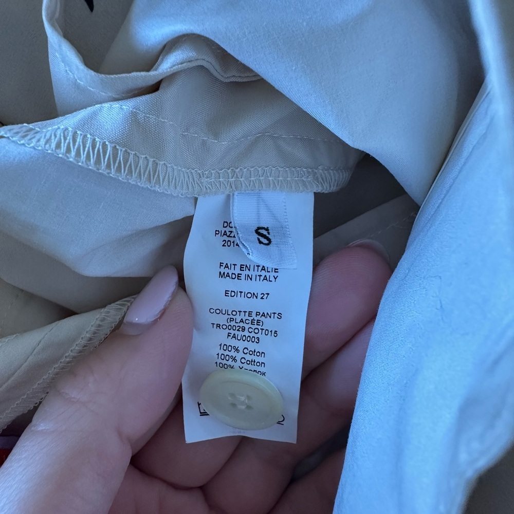 La Double J Coulotte Palazzo Floral Print Cream and Brown Wide Leg Pants - Picture 8 of 9